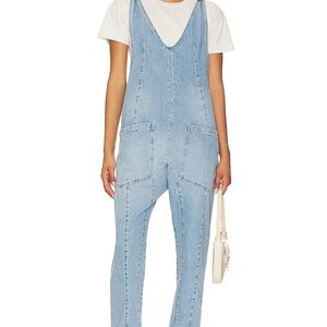 Free People High Roller Denim Jumpsuit